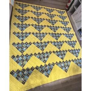 Vintage Cotton Quilt Yellow/blue